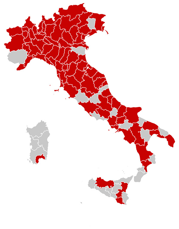 COVID-19 Italy map.