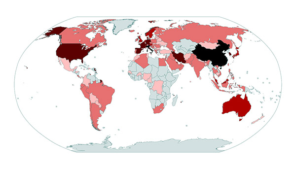 COVID-19 World map.