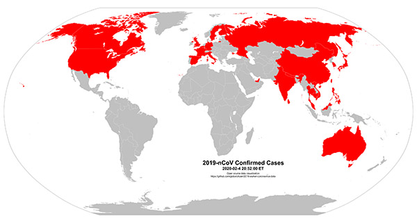 COVID-19 World map 2020.02.