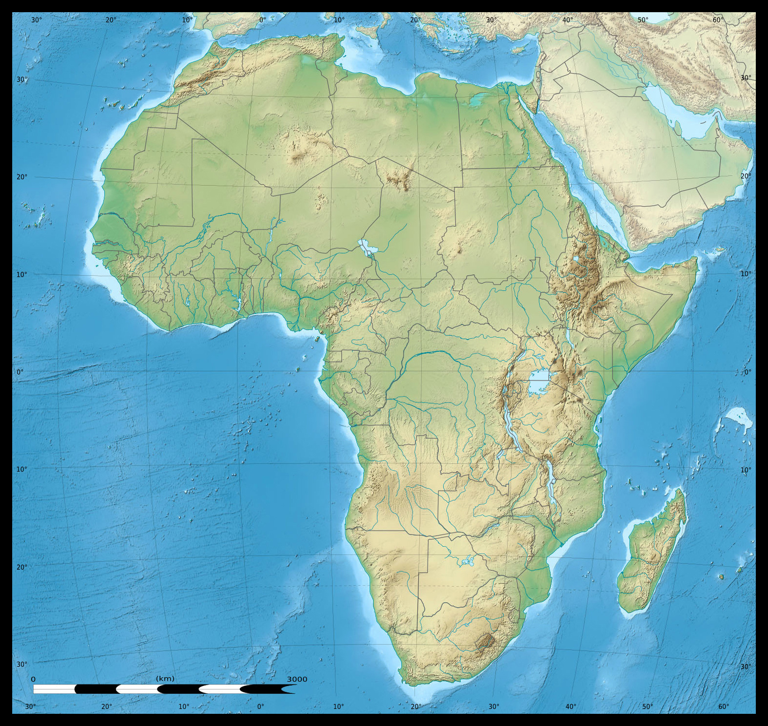 Africa continent detailed physical and political map. Detailed physical 