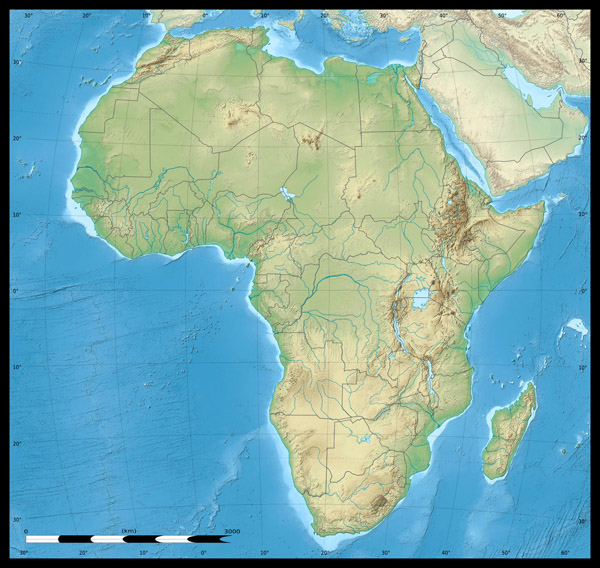 Africa continent detailed physical and political map.