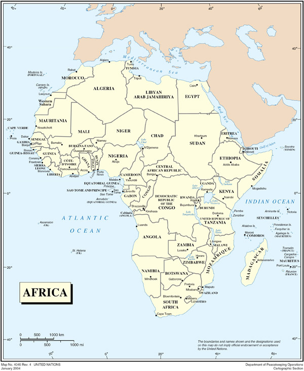High resolution detailed political map of Africa.