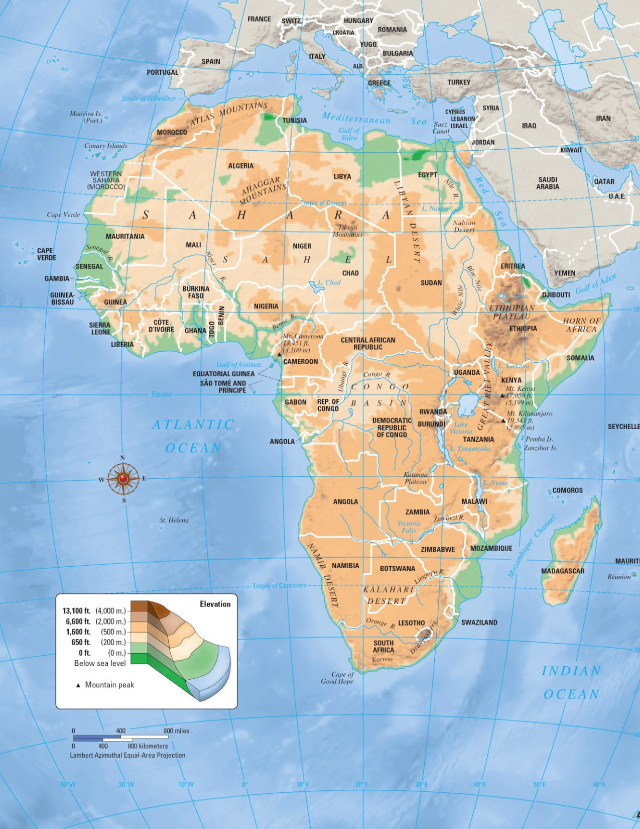 Large Detailed Elevation Map Of Africa Africa Large Detailed