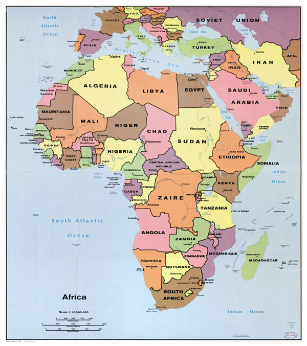 Large detailed political map of Africa with all capitals - 1982.