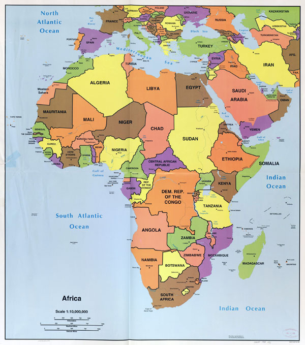 Large detailed political map of Africa with all capitals - 1998.