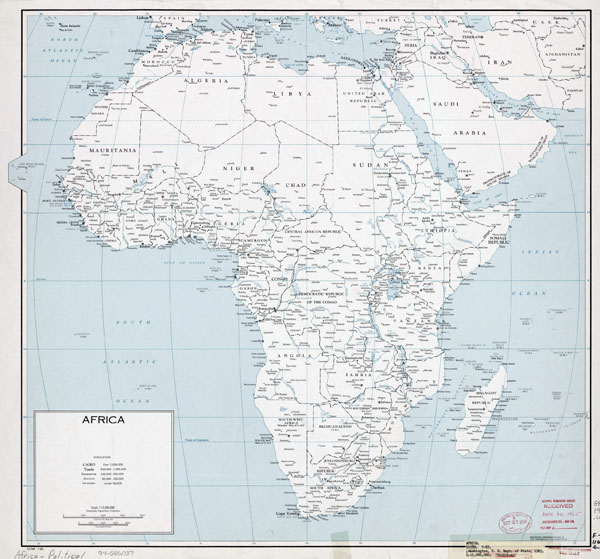 Large political map of Africa with cities - 1965.