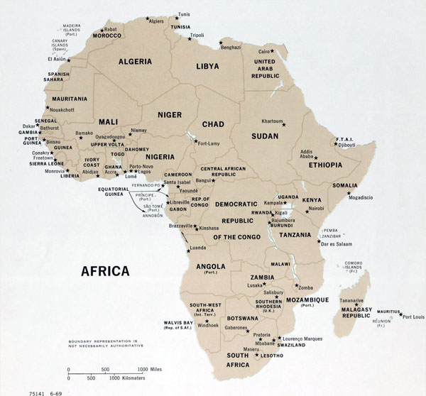 Large political map of Africa - 1969.