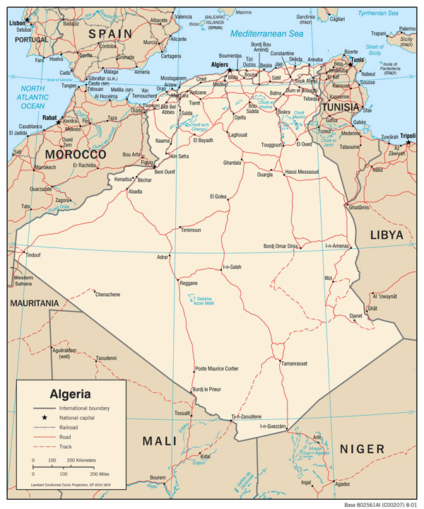 Large political map of Algeria. Algeria large political map.