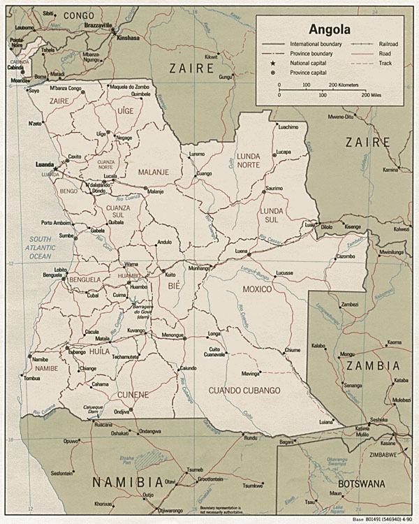 Detailed political and administrative map of Angola.