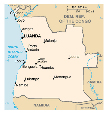 Map of Angola. Angola map.