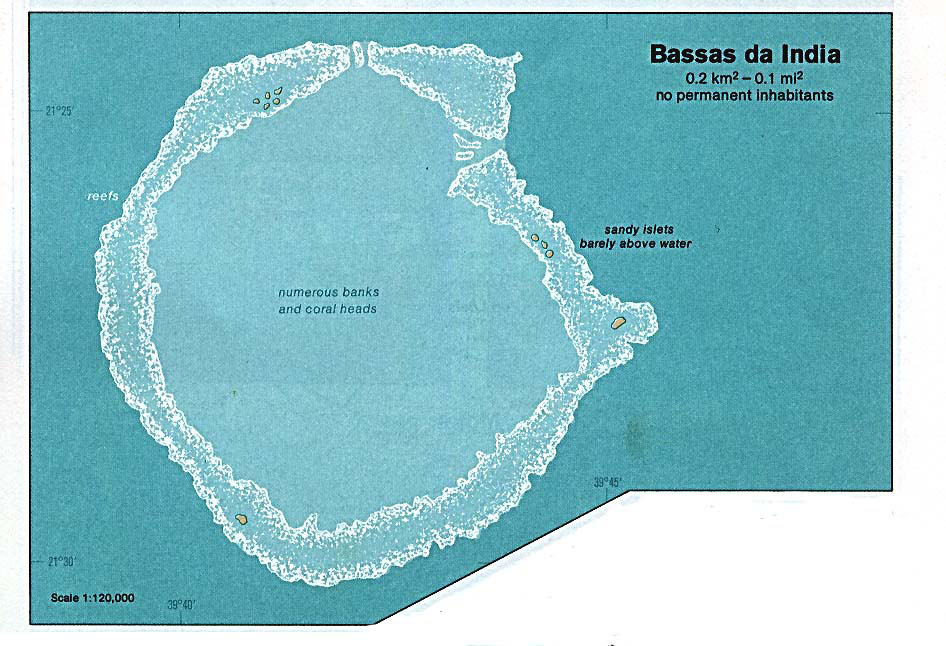 Detailed map of Bassas da India. Bassas da India detailed
