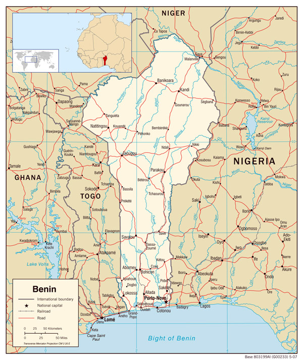 Full political map of Benin. Benin full political map.