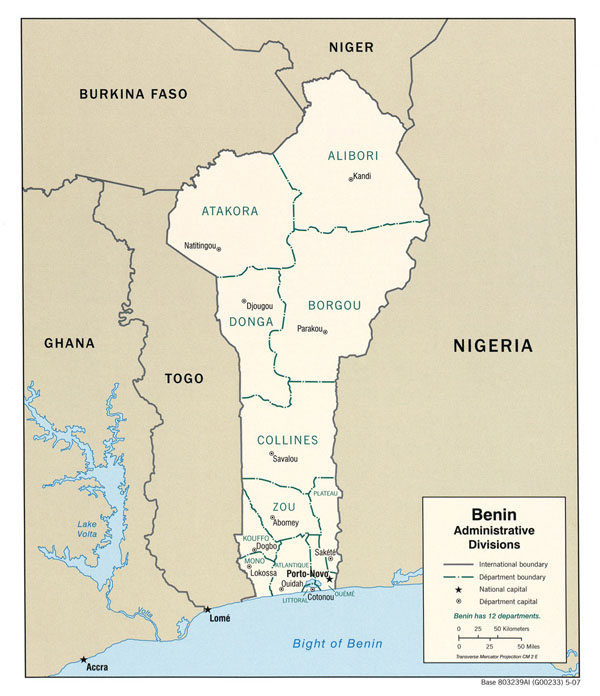 Large administrative map of Benin. Benin large administrative map.