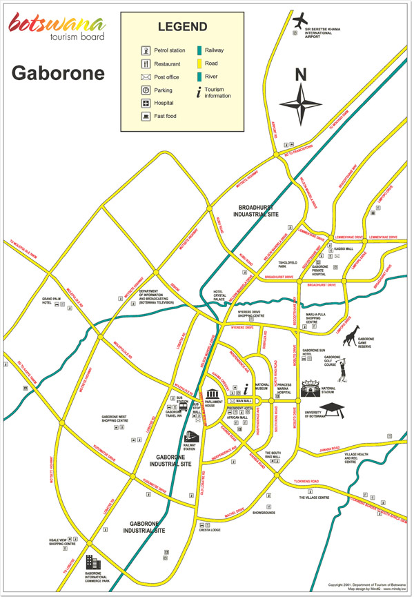 Detailed map of Gaborone City. Gaborone City detailed map.