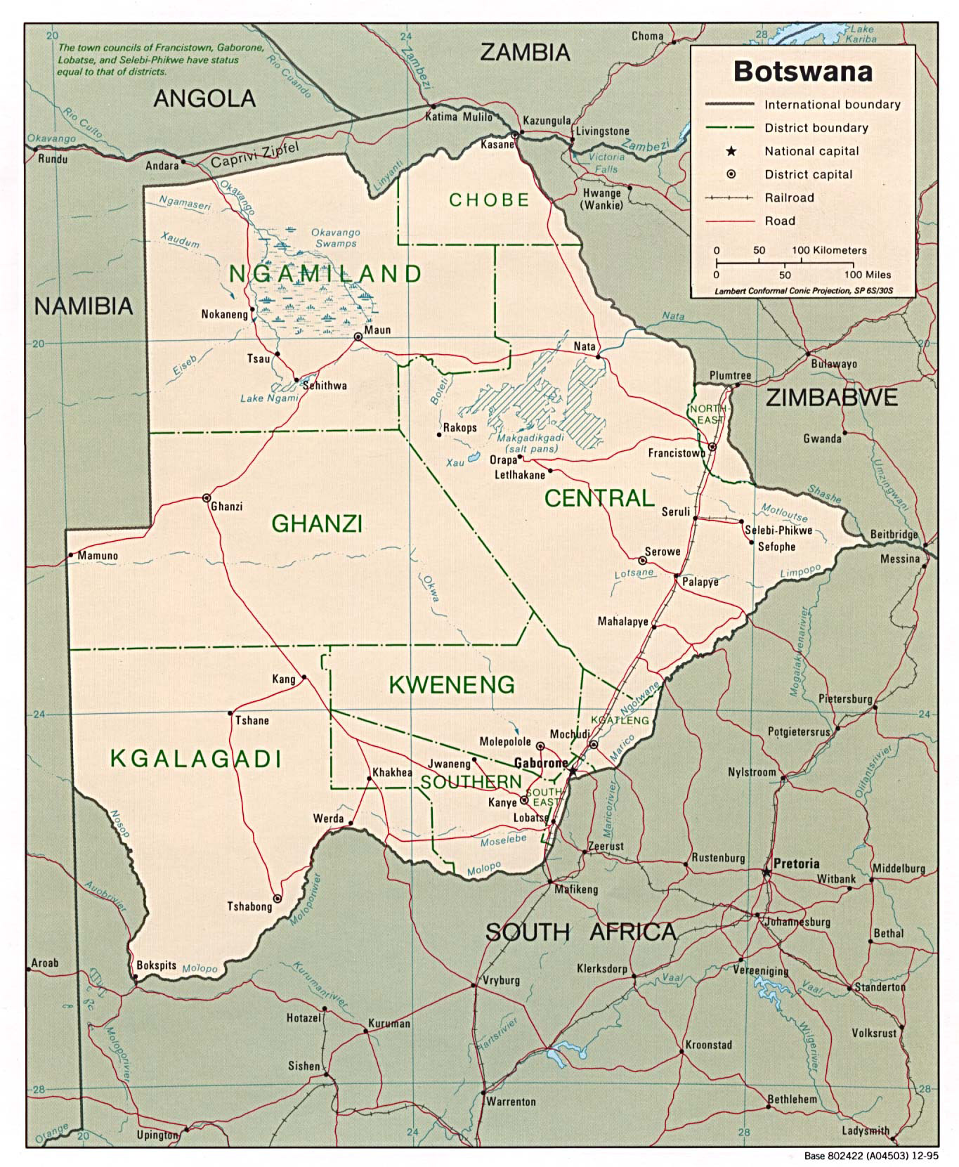 Detailed Political And Administrative Map Of Botswana Botswana 