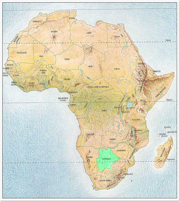 Detailed topographical map of Africa. Africa detailed topographical map.
