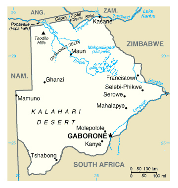 Map of Botswana. Botswana map.