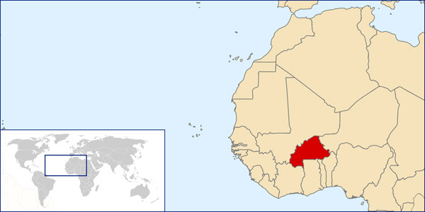 Large location map of Burkina Faso. Burkina Faso large location map.