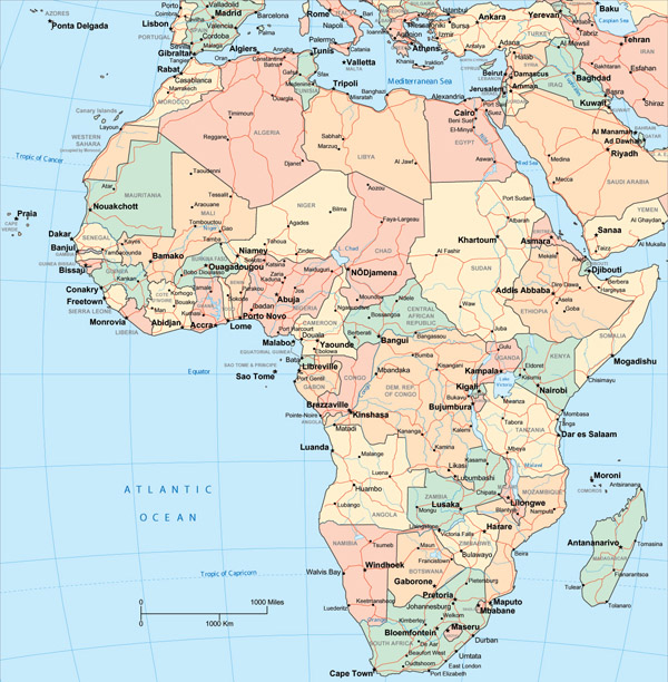 Large political map of Africa. Africa large political map.