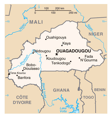 Map of Burkina Faso. Burkina Faso map.