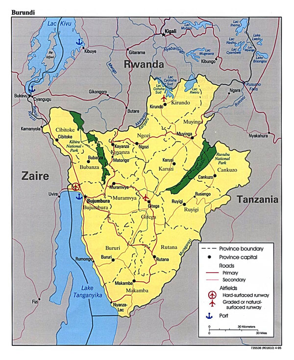 Burundi administrative map. Administrative map of Burundi.