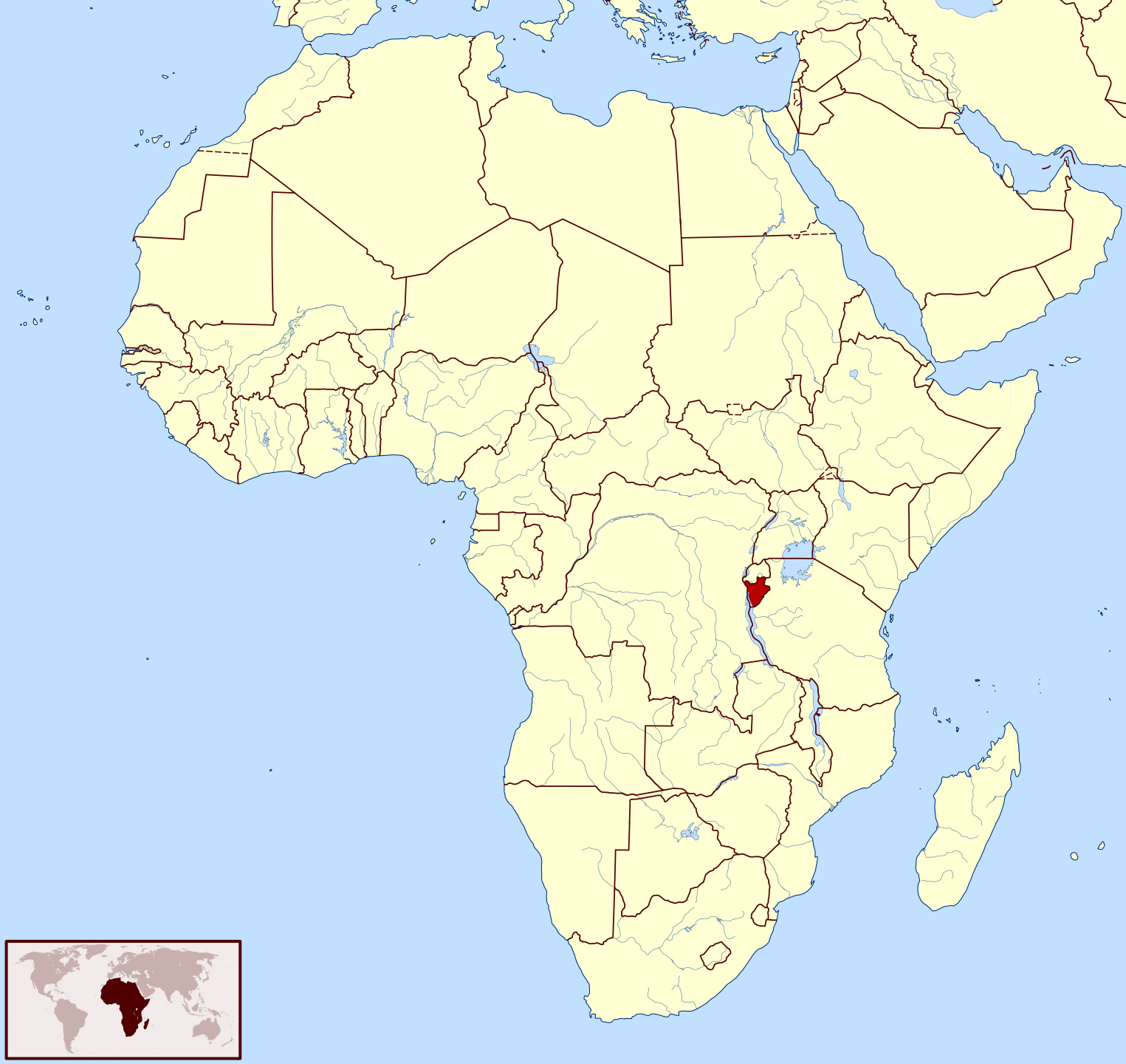 Burundi location map. Map of Burundi location | Vidiani.com | Maps of