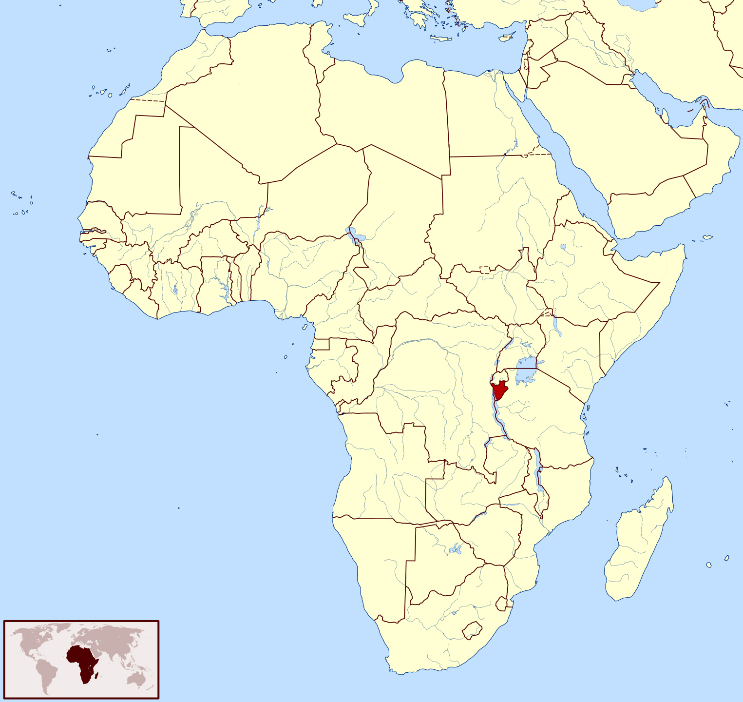 Burundi On World Map Burundi Location Map. Map Of Burundi Location | Vidiani.com | Maps Of All  Countries In One Place