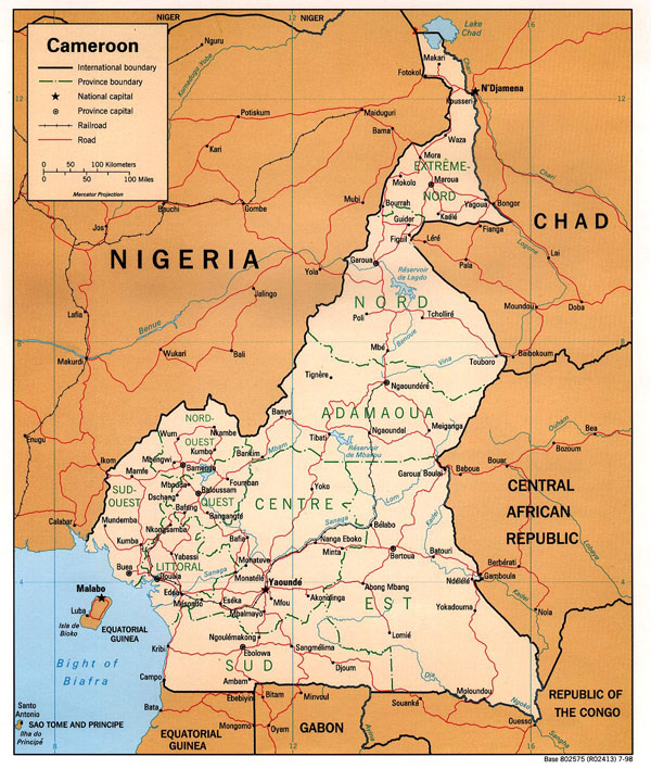 Detailed political and administrative map of Cameroon.