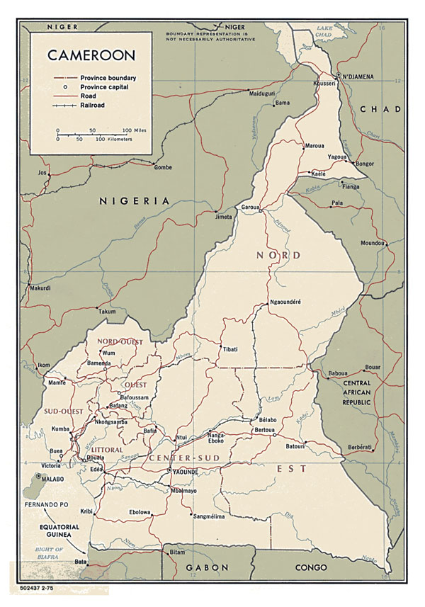 Detailed political map of Cameroon. Cameroun detailed political map.