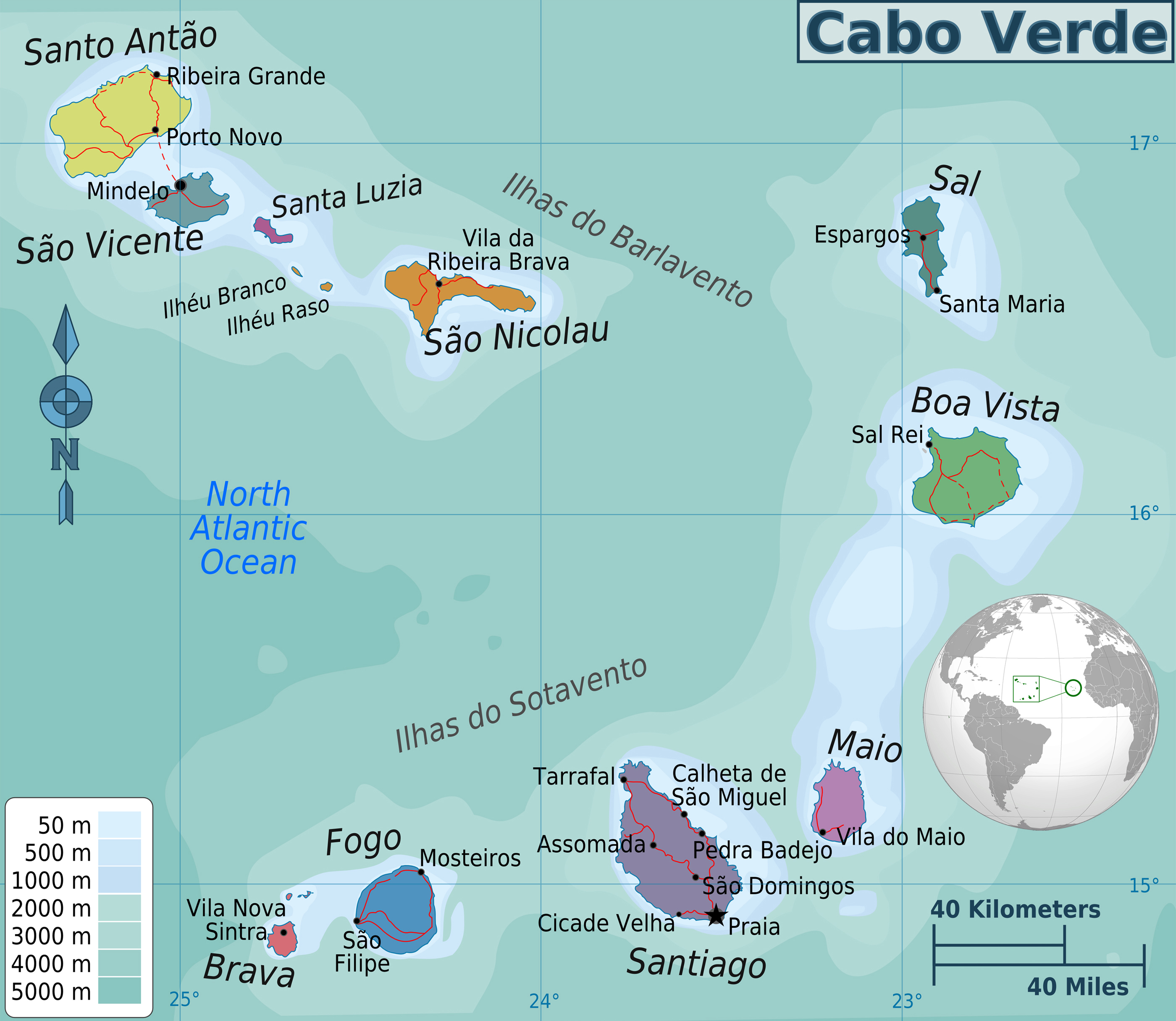 Full political map of Cape Verde. Cape Verde full political map