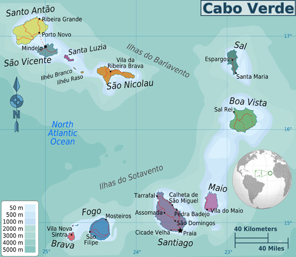 Full political map of Cape Verde. Cape Verde full political map.