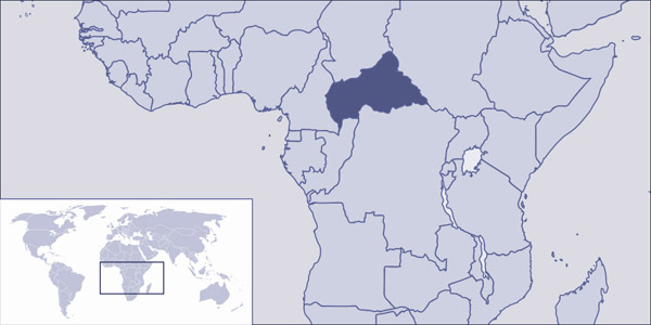 Central African Republic detailed location map.