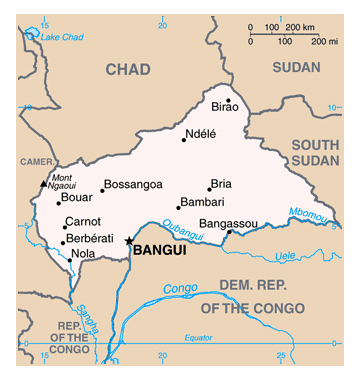 Map of Central African Republic. Central African Republic map.
