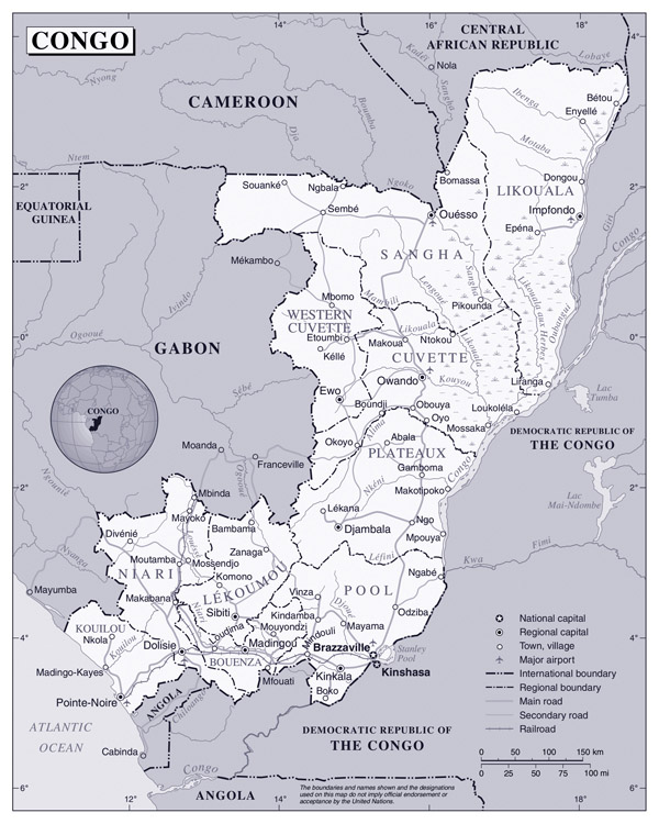 Detailed political map of Congo. Congo detailed political map.