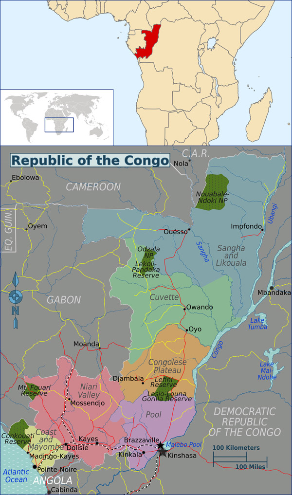 Full political map of Congo. Congo full political map.