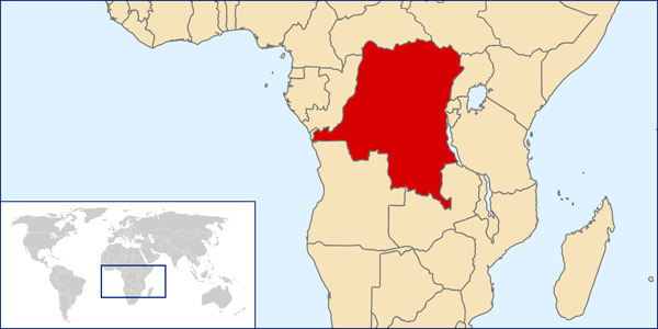 Congo Democratic Republic detailed location map.