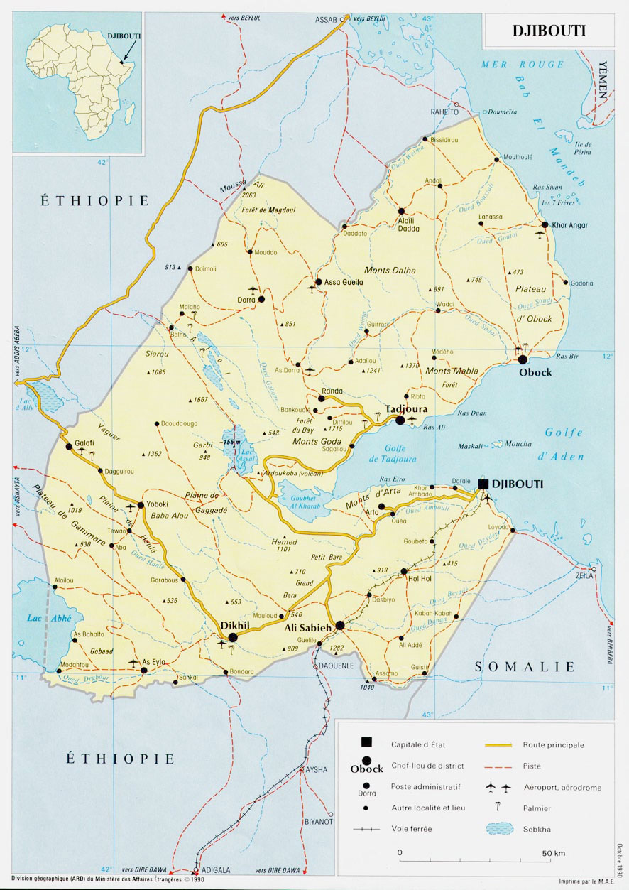Detailed road and political map of Djibouti with cities and airports | Vidiani.com | Maps of all ...