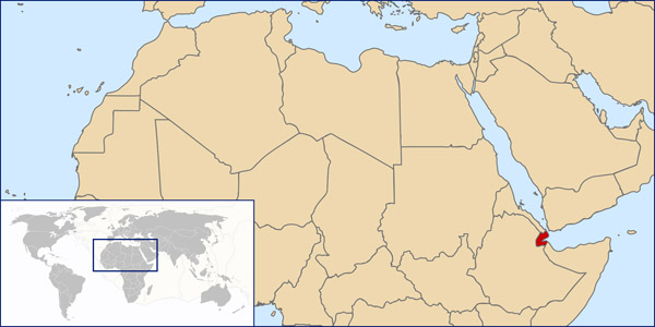 Djibouti detailed location map. Map of Djibouti location.