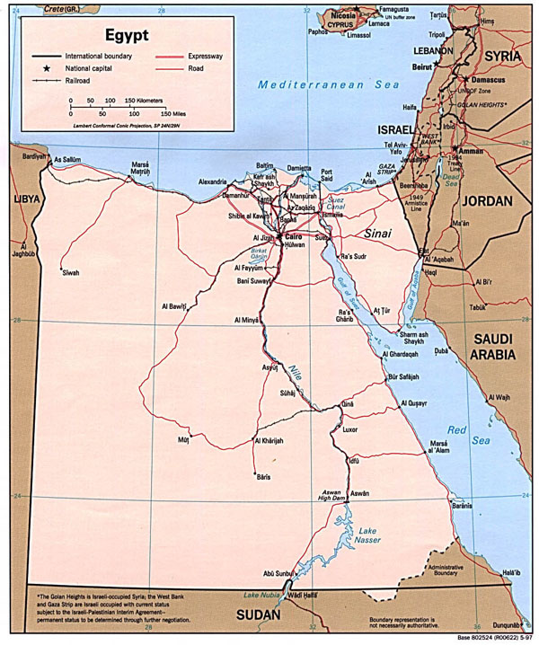 Egypt political map. Political map of Egypt.