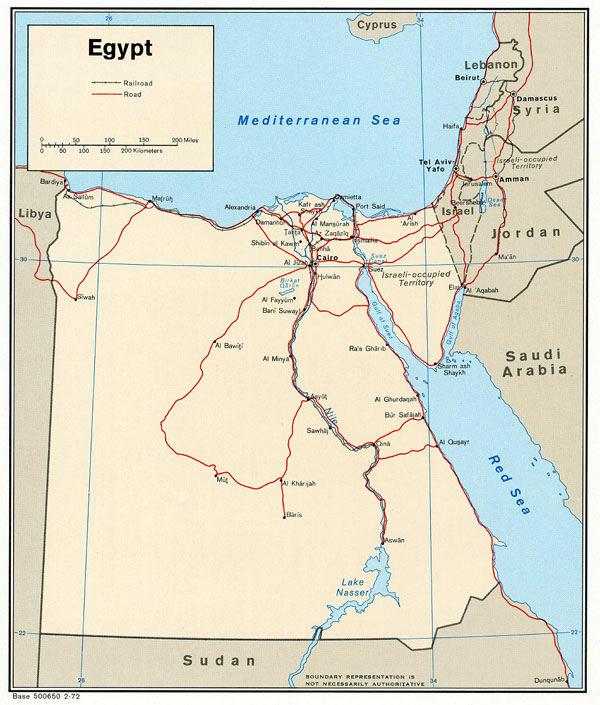 Egypt political map 1972. Political map of Egypt of 1972.