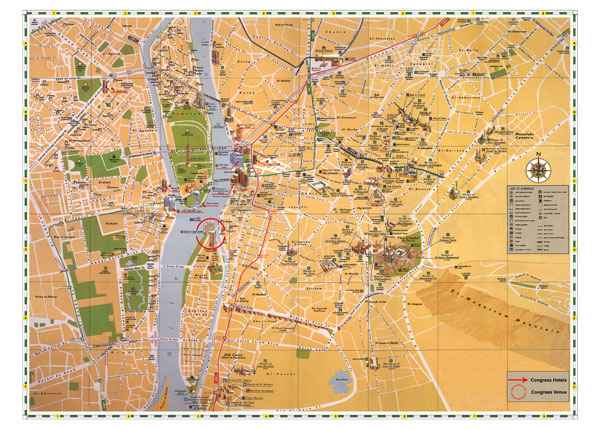 Large detailed tourist map of Cairo City. Cairo City large detailed tourist map.