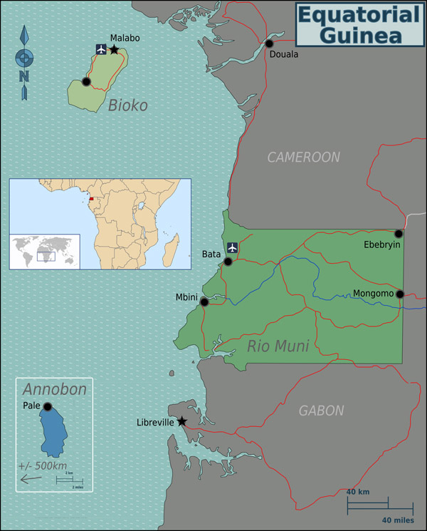 Detailed political map of Equatorial Guinea. Equatorial Guinea detailed political map.