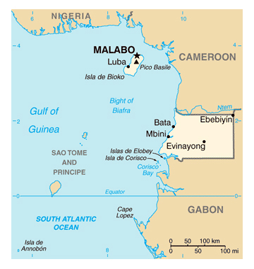 Map of Equatorial Guinea. Equatorial Guinea map.