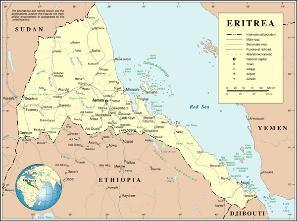 Detailed political map of Eritrea. Eritrea detailed political map.