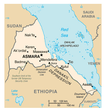 Map of Eritrea. Eritrea map.