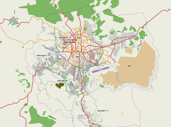 General map of Addis Ababa. Addis Ababa general map.