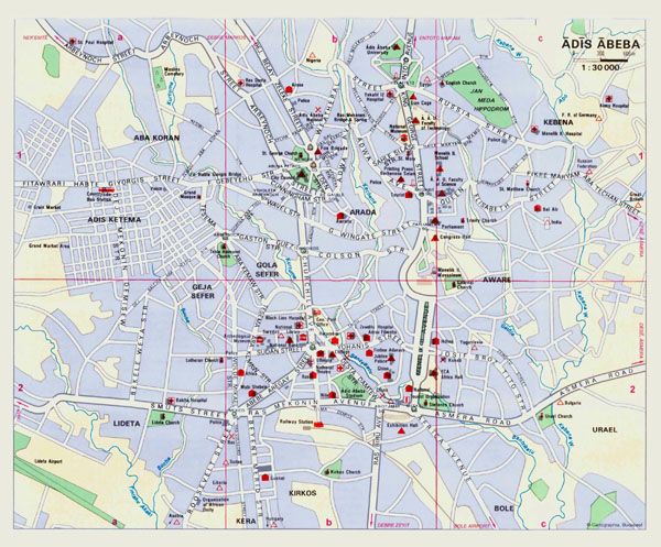 Large detailed roads map of Addis Ababa city.