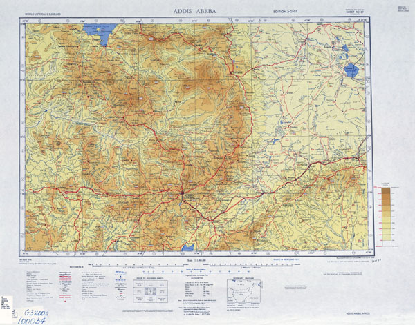 Large scale topographic map of Addis Ababa region.