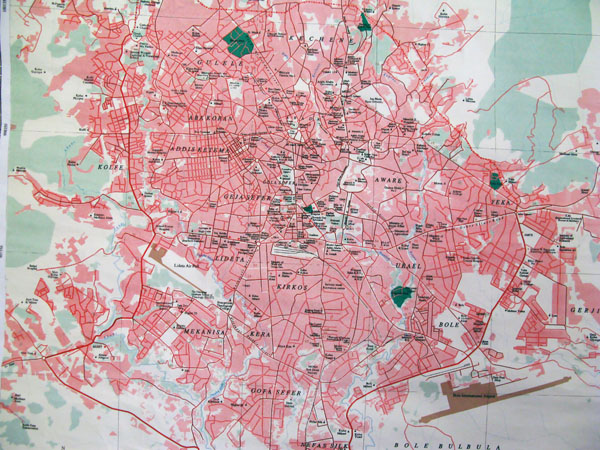 Roads map of Addis Ababa city. Addis Ababa city roads map.