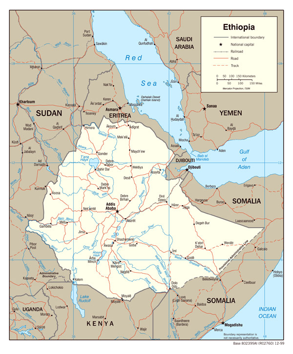 Detailed political map of Ethiopia. Ethiopia detailed political map.